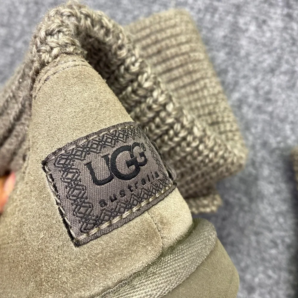 UGG Australia Classic Cardy Knit Tall Boots Tan Taupe 3 Button 5819 Womens Sz 7